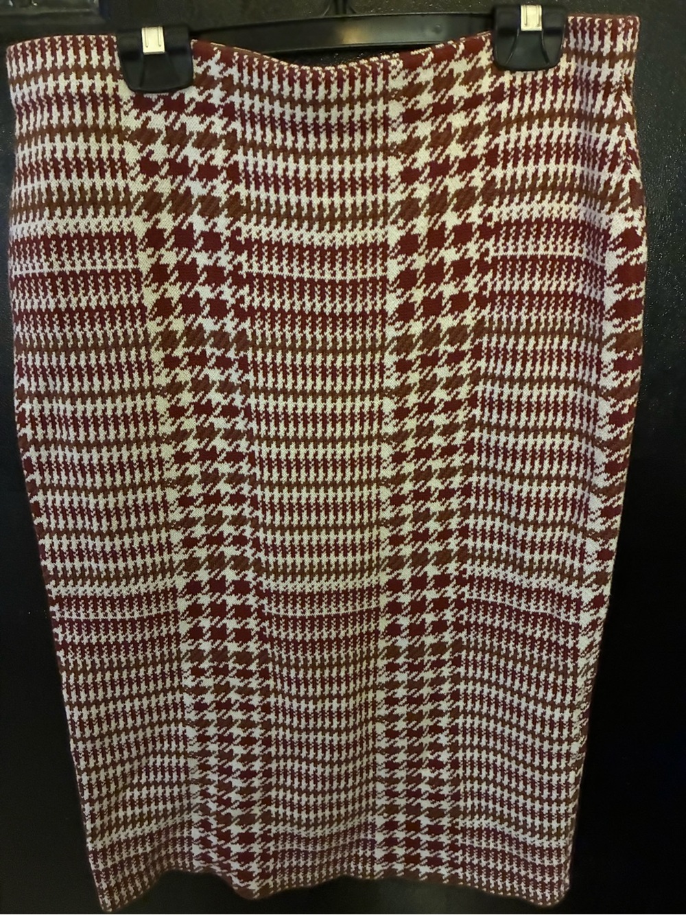 Ann Taylor Factory Rust and Cream Houndstooth Sweater Pencil Skirt L NWT